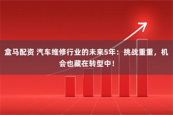 盒马配资 汽车维修行业的未来5年：挑战重重，机会也藏在转型中！