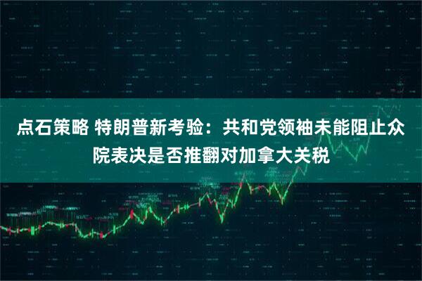 点石策略 特朗普新考验：共和党领袖未能阻止众院表决是否推翻对加拿大关税